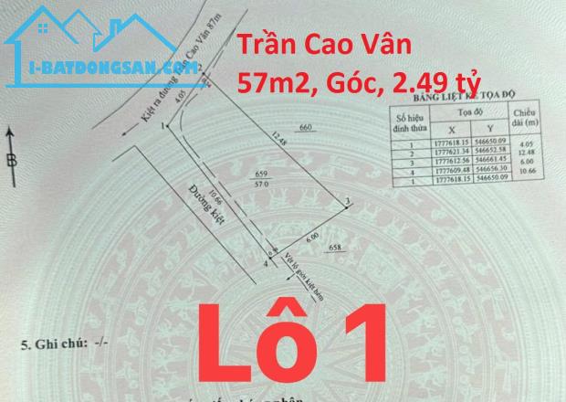 ♪ Đất Góc Kiệt 2.5m cách Trần Cao Vân 80m thông Biển, 57m2, hơn 2 tỷ