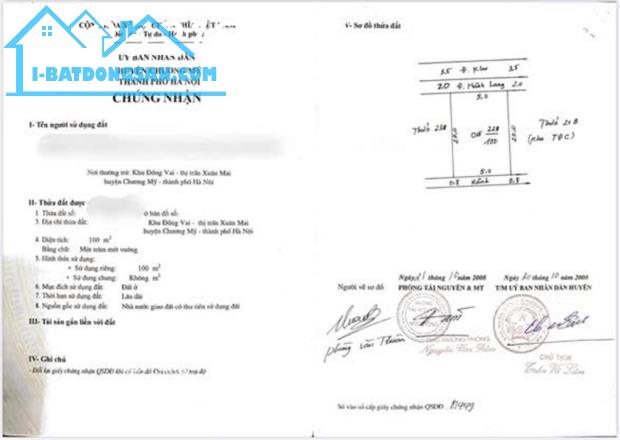 Bán đất thổ cư 100m², Xuân Mai, Chương Mỹ, Hà Nội - nhỉnh 3  tỷ 0906215365