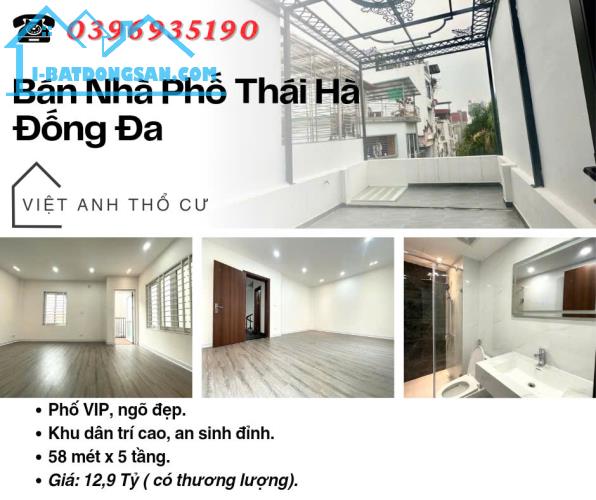 Bán nhà Phố Thái Hà, Ngõ Đẹp, Sổ Vuông, 9 Ngủ, 58mx5T, Giá: 12.9 Tỷ, Lh: 0396935190.