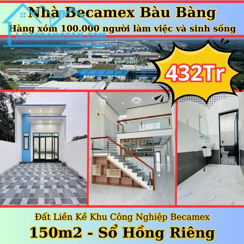 Bán Đất tặng Nhà - KCN Becamex Bàu Bàng - 432tr/ 150m2/ sổ hồng riêng