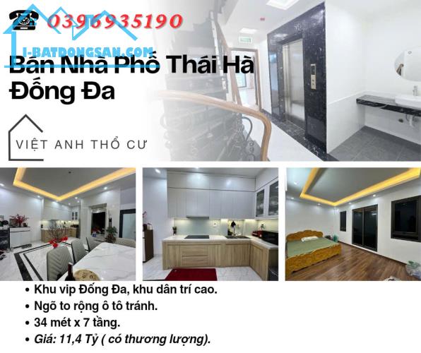 Bán nhà Phố Thái Hà, Nhà Mới Thang Máy, Sổ Vuông Đẹp, 34mx7T, Giá: 11.4 Tỷ, Lh: 0396935190 - 3