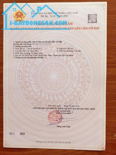 ĐẤT MỚI PHÂN LÔ NĂM 2025,  THỚI TAM THÔN, HÓC MÔN