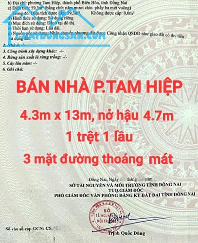 BÁN LỖ NHÀ TAM HIỆP, 1TRỆT 1LẦU MỚI ĐẸP, 3 MẶT ĐƯỜNG, SỔ HỒNG THỔ CƯ - 5