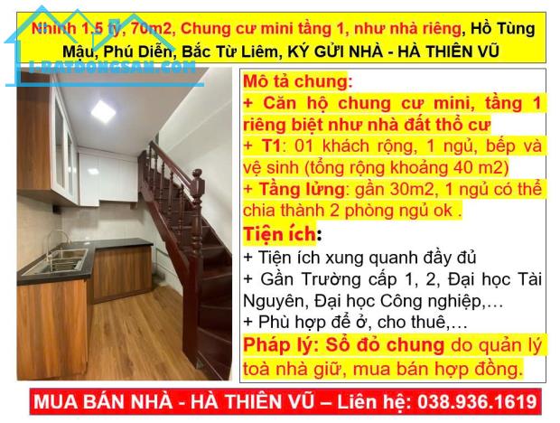 Nhỉnh 1.5 tỷ, 70m2, Chung cư mini tầng 1, như nhà riêng,Hồ Tùng Mậu, Phú Diễn, Bắc Từ Liêm - 5