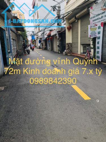 Bán nhà 3 Tầng Mặt Đường Vĩnh Ninh – Vĩnh Quỳnh 72m Vỉa hè Kinh Doanh sầm uất chỉ 7.4 tỷ