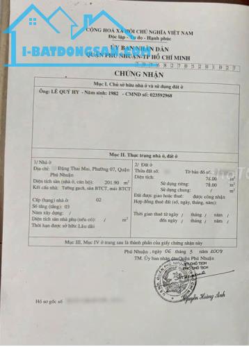 BÁN NHÀ MẶT TIỀN ĐẶNG THANH MAI, P7, PHÚ NHUẬN.DT:4X20, 1TR2L, GIÁ:16,5 TỶ - 2