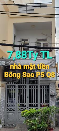 Bán nhà mặt tiền dưới 8 tỷ p5 Q8. 61m2 dài 18m 3 tầng, hoàn công đường Bông Sao. TL - 1