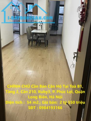 CHÍNH CHỦ Cần Bán Căn Hộ Tại Toà B1, Tầng 2, Căn 210, Ruby3, P. Phúc Lợi, Quận Long Biên,