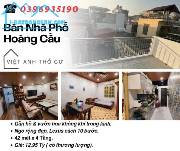 Bán nhà Phố Hoàng Cầu, Phân Lô, Gần Hồ Sinh Thái, 42mx4T, Giá: 12.95 Tỷ, Lh: 0396935190.