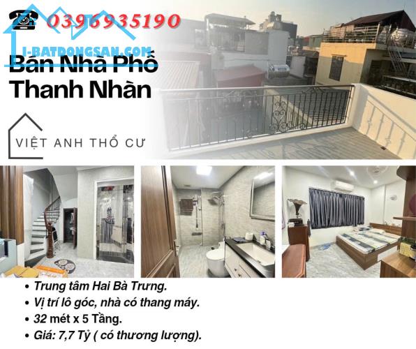 Bán nhà phố Thanh Nhàn, Vị Trí Lô Góc, Tiện Ích Bạt Ngàn, Giá: 7.7 Tỷ, Lh: 0396935190.