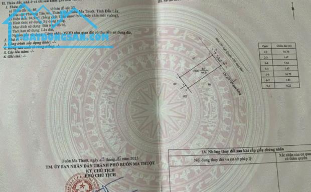Bán 94,9m² Đất Hẻm 234 Ngô Quyền – P. Tân An, Tp. Buôn Ma Thuột