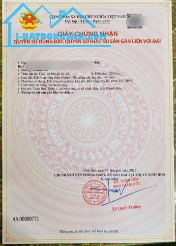 ✅♥️Lô đất tại Ninh An - 226.3m2 - 80m2 thổ cư - Lô góc quá đẹp 🖐️ ☎️LH: 0868750144 Lê Dân - 3