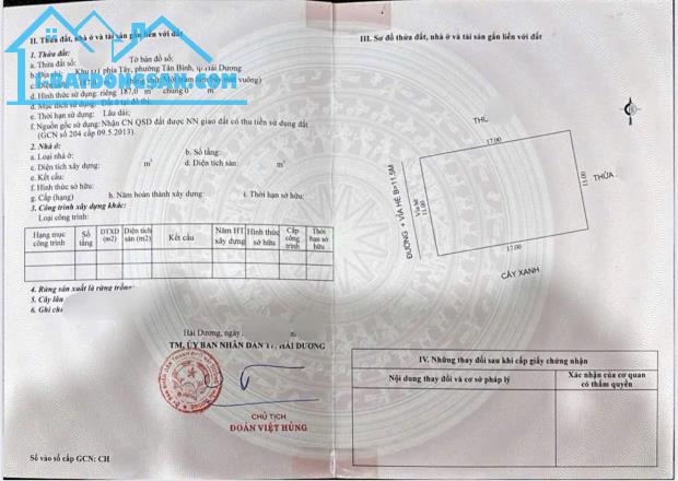 Bán 2 lô biệt thự liền nhau mặt đường Lương Văn Can, ph Tân Bình, TP HD, 374m2, mt 22m, vị