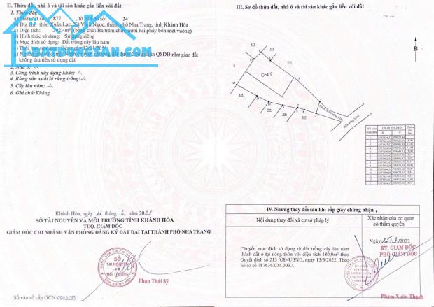 Nhà vườn 392m2 (180m thổ cư) tại Vĩnh Ngọc - Nha Trang. Giá chỉ 11tr/m (hoặc 4tỷ3) - 1