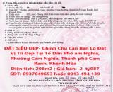 ĐẤT SIÊU ĐẸP- Chính Chủ Cần Bán Lô Đất Vị Trí Đẹp Tại Phường Cam Nghĩa, Thành phố Cam Ranh