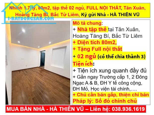 Nhỉnh 1.7 tỷ, 80m2, tập thể 02 ngủ, FULL NỘI THẤT, Tân Xuân, Hoàng Tăng Bí, Bắc Từ Liêm - 5