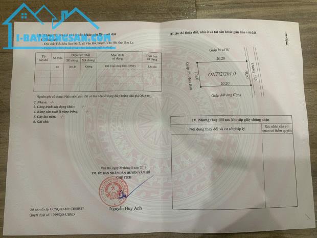 Chính chủ cần bán lô đất đấu giá trung tâm hành chính huyện Vân Hồ - Sơn La - 1