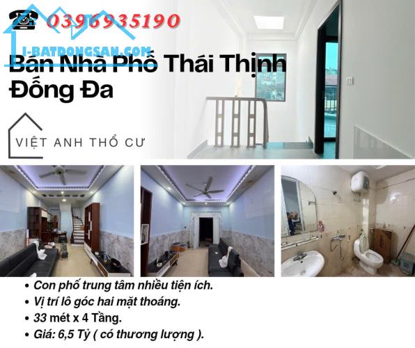 Bán nhà phố Thái Thịnh_Sổ Đỏ Chính Chủ_Lô Góc Hai Thoáng_33mx4T_Giá: 6.5 Tỷ, Lh: