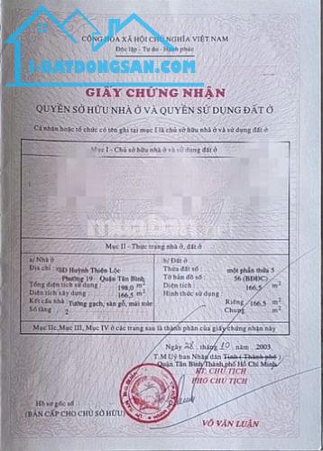 Bán nhà nát MT Huỳnh Thiện Lộc, Tân Phú, 8x21, vị trí sổ đẹp giá 23 tỷ - 1