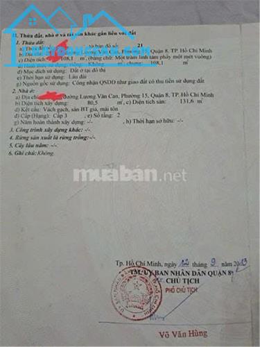 Chính chủ bán nhà đường Lương Văn Can, p15, q8, tphcm