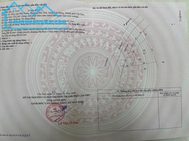 CHỦ Cần BÁN NỀN MẶT TIỀN NGANG 20M LỘ Ô TÔ GẦN CĂN NHÀ MÀU TÍM - TÂN PHÚ - CÁI RĂNG