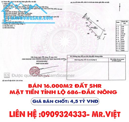 CHÍNH CHỦ BÁN 16.000M2 ĐẤT SHR MẶT TIỀN TỈNH LỘ 686-ĐẮK NÔNG