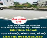 CHÍNH CHỦ BÁN ĐẤT THỔ CƯ NỞ HẬU DUY NHẤT TẠI VÂN NỘI- ĐÔNG ANH