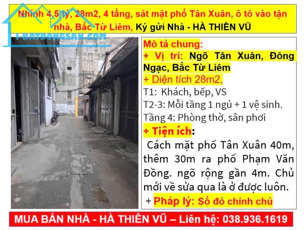 Nhỉnh 4.5 tỷ, 28m2, 4 tầng, sát mặt phố Tân Xuân, ô tô vào tận nhà, Bắc Từ Liêm, Ký gửi - 5