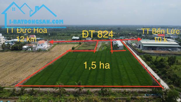 1,5 hecta có 300m2 thổ đất 3 mặt tiền ĐT 824 ấp 7 Lương Hòa, Bến Lức, Long An giá 45 tỷ - 3