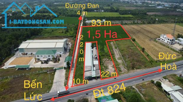 1,5 hecta có 300m2 thổ đất 3 mặt tiền ĐT 824 ấp 7 Lương Hòa, Bến Lức, Long An giá 45 tỷ - 4