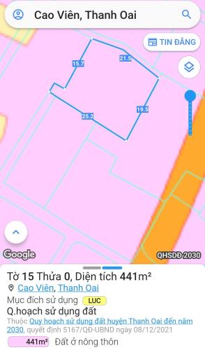 Chính chủ bán lô đất làng nghề Cao Viên DT : 441 m2 giá công khai 2.55 tỷ - 2
