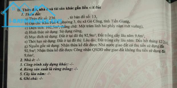 ĐẤT ĐẸP – GIÁ TỐT - CẦN BÁN Nhanh Lô Đất P3 Thành Phố Gò Công, Tiền Giang - 3