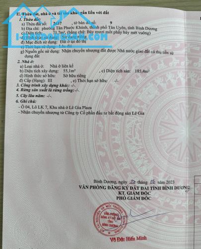 Chính chủ bán nhà liền kề khu dân cư Standard Bình Dương.