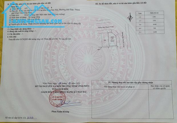 Bán lô góc hai mặt tiền tại Hội Hợp, Vĩnh Yên, Vĩnh Phúc