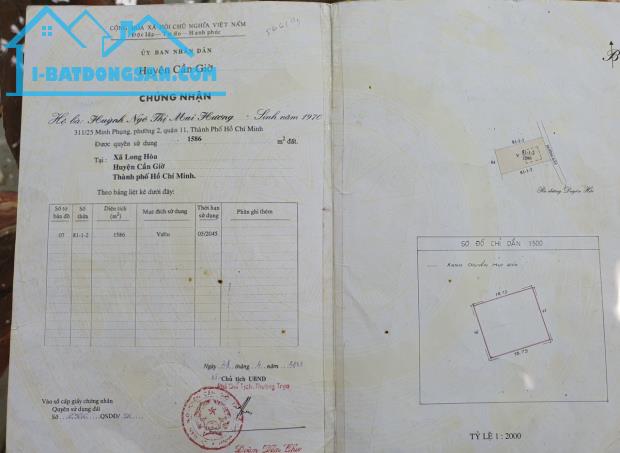 Bán đất thổ cư Duyên Hải, x. Long Hòa, Cần Giờ: 25 x 65, giá 15,8 tỷ.