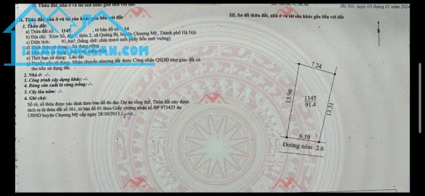 CHÍNH CHỦ BÁN LÔ ĐẤT 91,4M TẠI QUẢNG BỊ-CHƯƠNG MỸ-HÀ NỘI