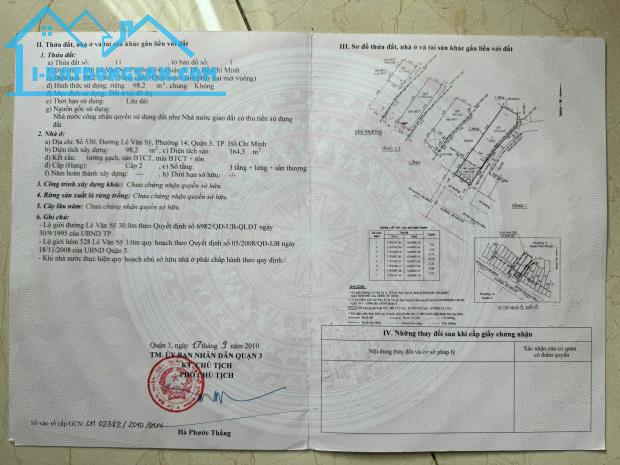 Bán nhà mặt tiền 530 Lê Văn Sỹ, Phường 14, Quận 3 DT 6x26m 135m2 5 tầng HĐT 120tr/tháng - 3
