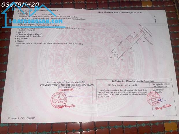 Bán lô đất 4.021m2 mặt tiền 10m Quốc Lộ 91B Thị trấn An Lạc Thôn, Kế Sách, Sóc Trăng - 3