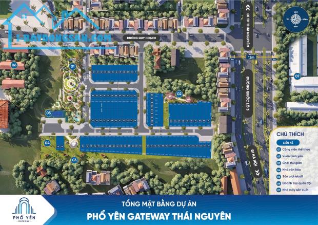 BÁN ĐẤT kHU ĐÔ THỊ PHỔ YÊN GATEWAY, TRUNG TÂM THÀNH PHỐ PHỔ YÊN, GẦN SAM SUNG, GIÁ CHỈ TỪ