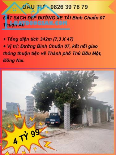 ĐẤT SẠCH ĐẸP ĐƯỜNG XE TẢI Bình Chuẩn 07 Thuận An, 341m2, ngang 7.3m, chỉ 4 tỷ 99 - 3