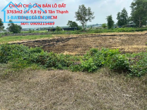 CHÍNH CHỦ CẦN BÁN LÔ ĐẤT 3763m2 chỉ 9,8 tỷ xã Tân Thạnh Đông , Củ Chi , HCM