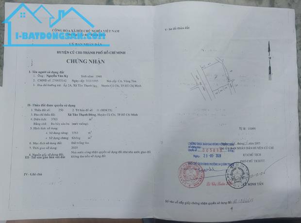 CHÍNH CHỦ CẦN BÁN LÔ ĐẤT 3763m2 chỉ 9,8 tỷ xã Tân Thạnh Đông , Củ Chi , HCM - 2