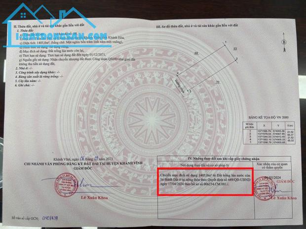 Bán đất Khánh Bình full thổ cư mặt đường bê tông liên thôn rộng 7m