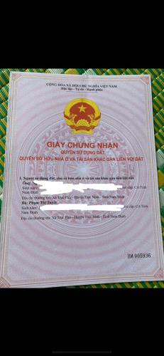 Chính chủ cần bán Nhanh Lô Đất Tại Quốc Lộ 37b – Xã Trực Cường – Huyện Trực Ninh – Nam