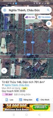 Chủ cần tiền bán 15m đ33 full hồng chưa thổ cư khu dân cư