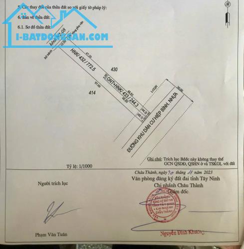 Cần vốn bán lô đất mặt tiền đường nhựa xã Hoà Thạnh, Châu Thành, Tây Ninh - 1