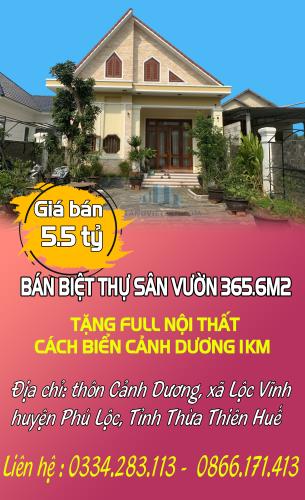 BÁN BIỆT THỰ SÂN VƯỜN 365.6M2 TẶNG FULL NỘI THẤT CÁCH BIỂN CẢNH DƯƠNG 1KM - 4