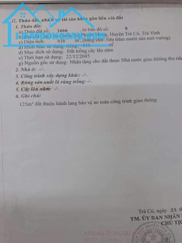 HOT HOT - CHÍNH CHỦ BÁN GẤP LÔ ĐẤT MẶT TIỀN KINH DOANH Ấp Chợ Dưới, Phước Hưng, Trà Cú, - 1
