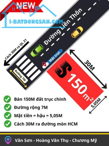 bán mảnh 150m hoàng văn thụ, đường liên thôn, gần đường quốc lộ 21A giá tốt