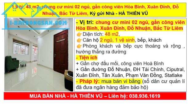 1.9 tỷ, 48 m2, chung cư mini 02 ngủ, gần công viên Hòa Bình, Xuân Đỉnh, Đỗ Nhuận, Bắc Từ L - 4